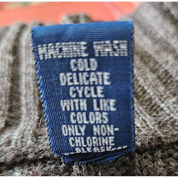 Karen Scott Woman Size M Brown Knee Length Button Up Cable Knit Cardigan Belted - Picture 8 of 9